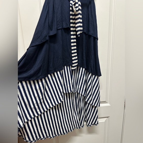 NWOT Joseph Walker Navy Striped Nautical Maxi Skirt Dress Size Small - Picture 2 of 5